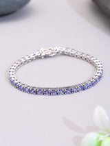 Certified Faceted Natural Tanzanite Sterling Silver Bracelet