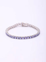 Certified Faceted Natural Tanzanite Sterling Silver Bracelet