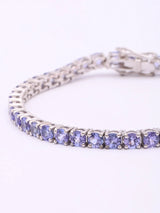 Certified Faceted Natural Tanzanite Sterling Silver Bracelet