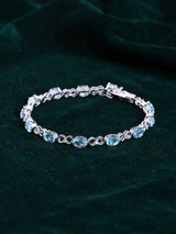 Natural Blue Topaz Certified Sterling Silver Tennis Bracelet