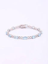 Natural Blue Topaz Certified Sterling Silver Tennis Bracelet