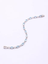 Natural Blue Topaz Certified Sterling Silver Tennis Bracelet