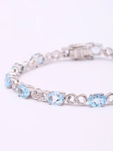 Natural Blue Topaz Certified Sterling Silver Tennis Bracelet