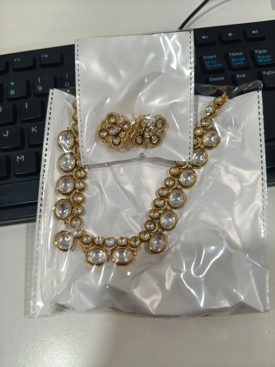 Brass Necklace Set with Antique Finish and Stone Accents