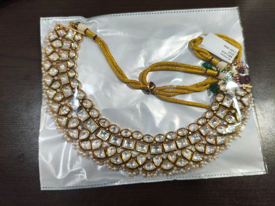 Antique Brass Necklace Set with Traditional Motifs