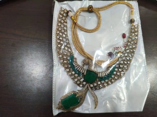 Antique Brass Necklace Set with Meenakari Finish