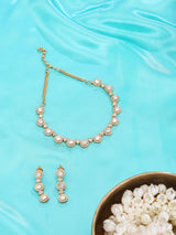 Brass Stone Studded Necklace and Earrings Set