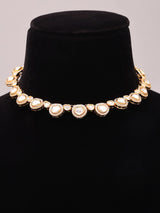 Brass Stone Studded Necklace and Earrings Set