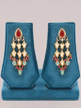 Red and Green Kundan Choker Necklace Set with Chandbali Earrings
