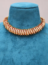 Kundan Stone Studded Brass Choker Necklace Set with Earrings