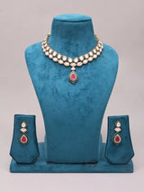 Polki Brass Necklace and Earrings Set