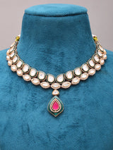 Polki Brass Necklace and Earrings Set