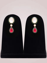 Teardrop Polki Stone Studded Necklace and Earrings Set