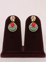 Peacock Motif Beaded Brass Necklace and Earrings Set