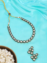 Polki and Green Meenakari Necklace and Earrings Set