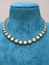 Polki and Green Meenakari Necklace and Earrings Set