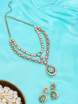 Polki and Meenakari Layered Necklace Set with Drop Earrings