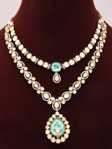 Polki and Meenakari Layered Necklace Set with Drop Earrings