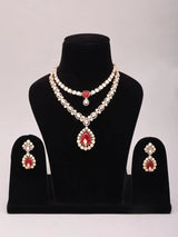Polki and Meenakari Layered Necklace Set with Drop Earrings