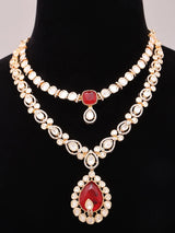 Polki and Meenakari Layered Necklace Set with Drop Earrings