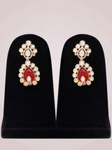 Polki and Meenakari Layered Necklace Set with Drop Earrings