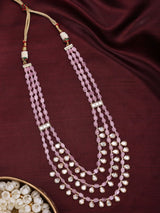 Mint and Pink Polki Teardrop Multi-Strand Beaded Necklace