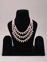 Mint and Pink Polki Teardrop Multi-Strand Beaded Necklace