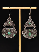 Sterling Silver Turquoise Filigree Geometric Drop Earrings