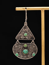 Sterling Silver Turquoise Filigree Geometric Drop Earrings