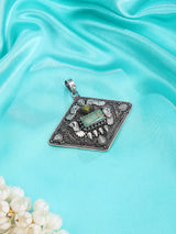 Turquoise and Silver Filigree Peacock Pendant