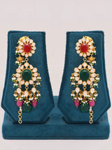 Multicolour Stone Studded Sterling Silver Necklace and Earrings Set