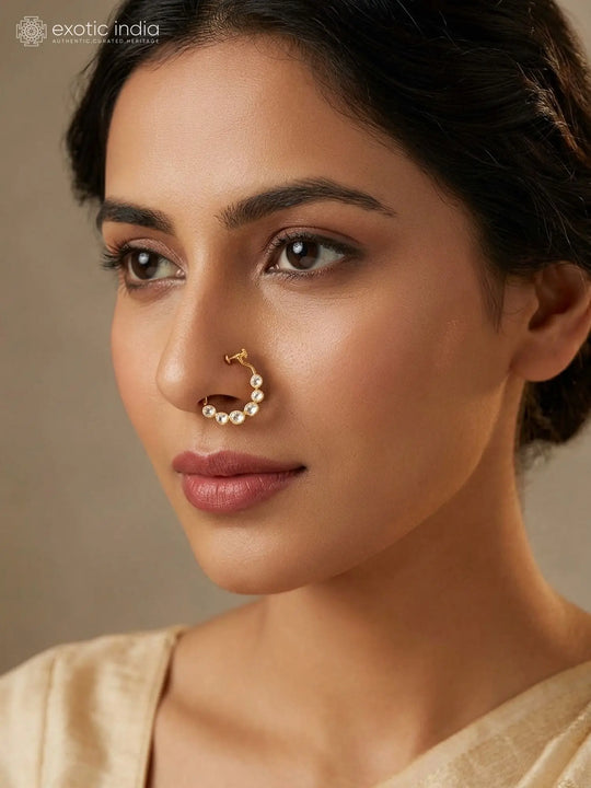 Moonstone Studded Sterling Silver Nose Ring