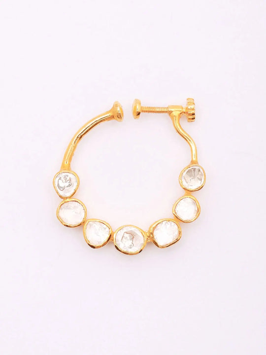Moonstone Studded Sterling Silver Nose Ring