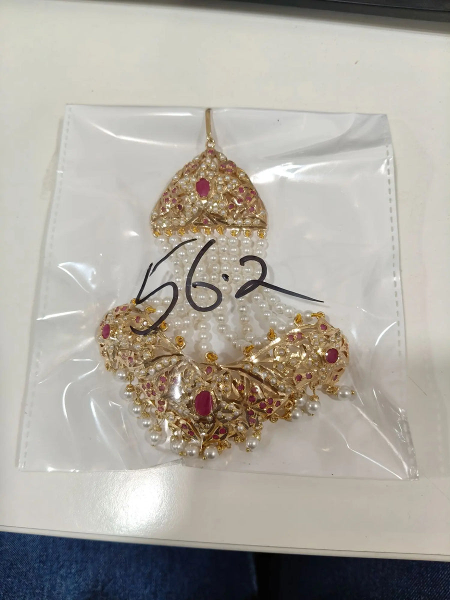 Green and Red Meenakari Brass Passa Necklace