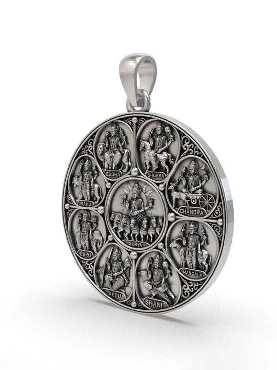 Navagraha Antique Sterling Silver Pendant