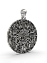 Navagraha Antique Sterling Silver Pendant