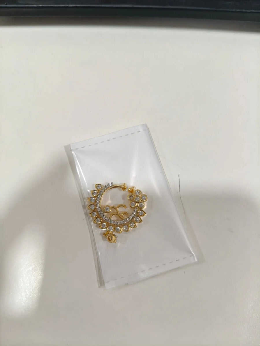 Golden Brass Nose Ring with Traditional Finish