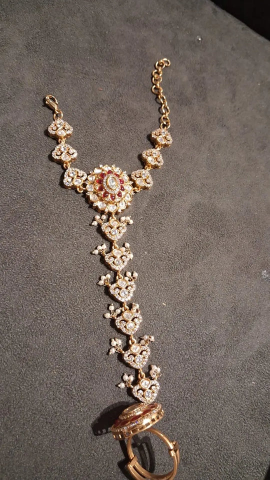 Floral Brass Haath Phool Hand Jewellery