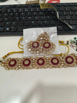 Black and Red Enamel Brass Necklace Set