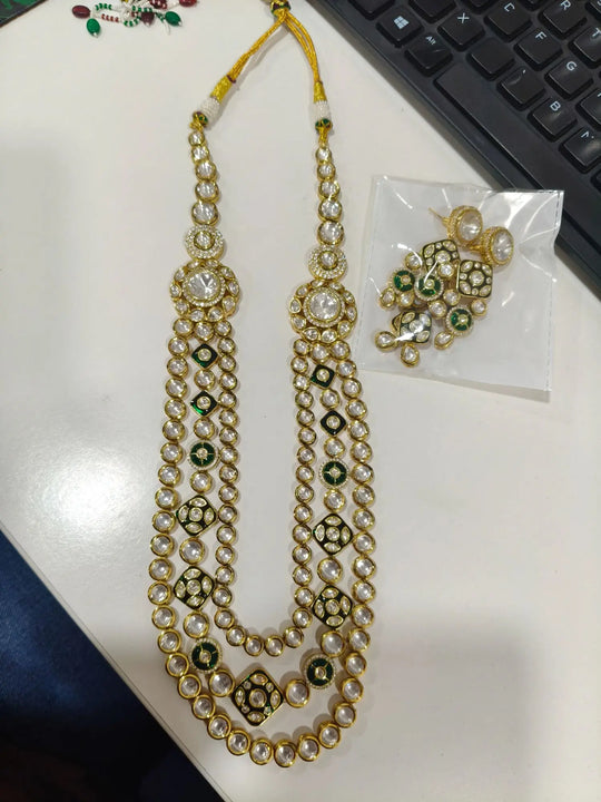 Antique Brass Necklace Set with Traditional Motifs