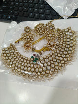 Antique Brass Necklace Set with Traditional Motifs