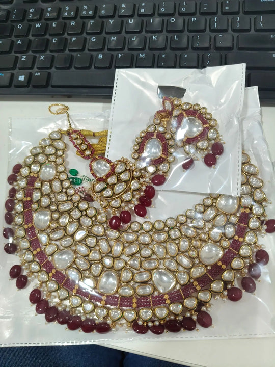Brass Necklace Set with Traditional Indian Design