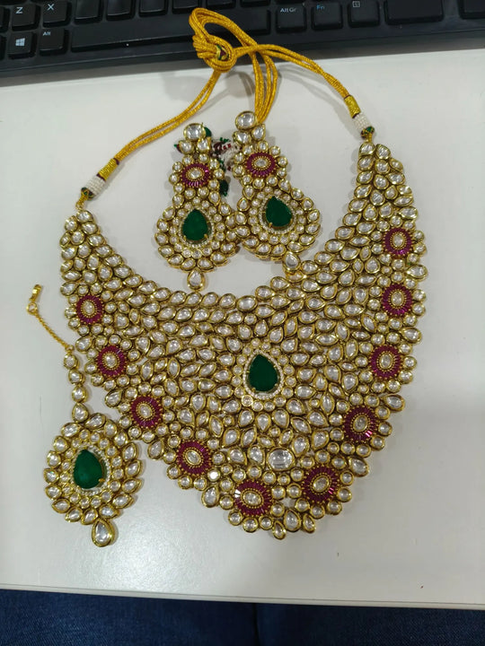 Antique Brass Necklace Set with Traditional Motifs