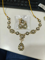 Antique Brass Necklace Set with Traditional Motifs