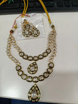 Antique Brass Necklace Set with Filigree Detailing