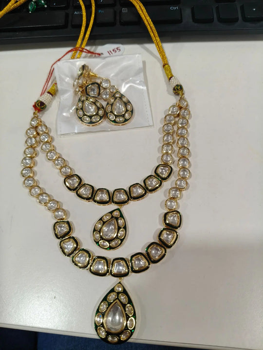 Antique Brass Necklace Set with Filigree Detailing