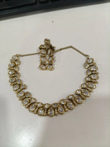 Antique Brass Necklace Set with Traditional Motifs