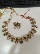 Brass Necklace Set with Traditional Indian Design