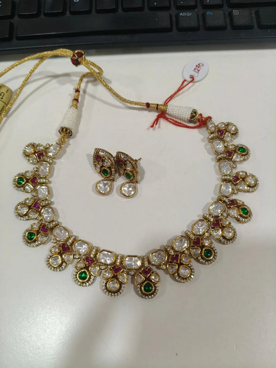 Brass Necklace Set with Traditional Indian Design