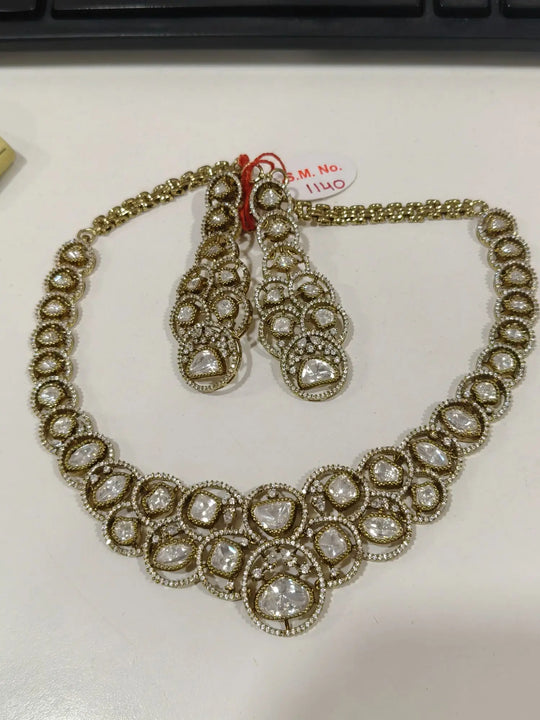 Antique Finish Brass Necklace Set with Traditional Motifs